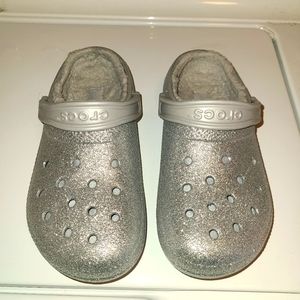 Fur lined Glitter Crocs